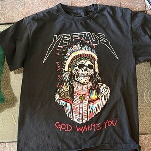 Yeezy Black Tee with Colorful Graphic